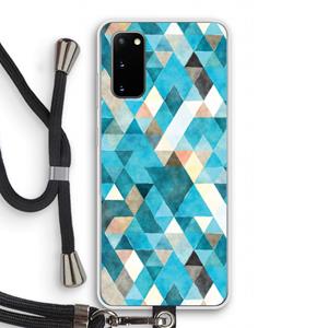 CaseCompany Gekleurde driehoekjes blauw: Samsung Galaxy S20 Transparant Hoesje met koord