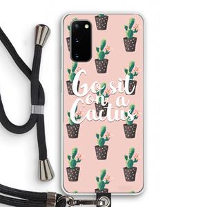 CaseCompany Cactus quote: Samsung Galaxy S20 Transparant Hoesje met koord