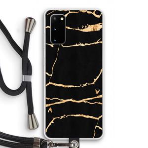 CaseCompany Gouden marmer: Samsung Galaxy S20 Transparant Hoesje met koord