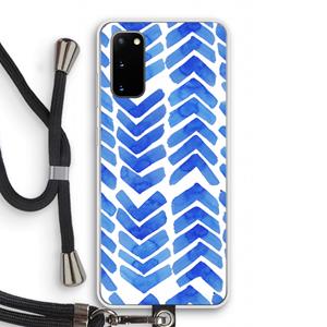 CaseCompany Blauwe pijlen: Samsung Galaxy S20 Transparant Hoesje met koord