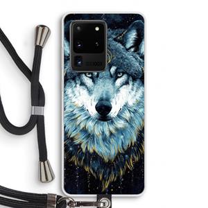 CaseCompany Darkness Wolf: Samsung Galaxy S20 Ultra Transparant Hoesje met koord