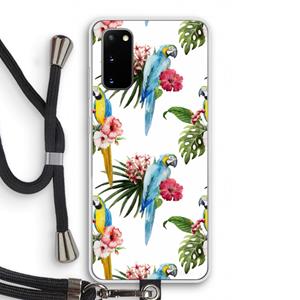 CaseCompany Kleurrijke papegaaien: Samsung Galaxy S20 Transparant Hoesje met koord