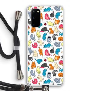 CaseCompany Kleurrijke katten: Samsung Galaxy S20 Transparant Hoesje met koord