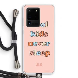 CaseCompany Cool Kids Never Sleep: Samsung Galaxy S20 Ultra Transparant Hoesje met koord