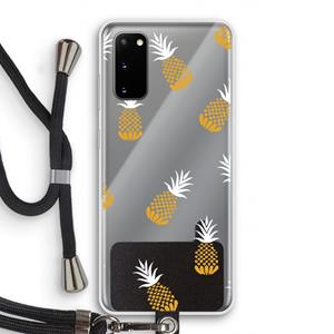 CaseCompany Ananasjes: Samsung Galaxy S20 Transparant Hoesje met koord