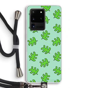CaseCompany Groene blaadjes: Samsung Galaxy S20 Ultra Transparant Hoesje met koord