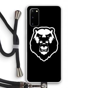 CaseCompany Angry Bear (black): Samsung Galaxy S20 Transparant Hoesje met koord
