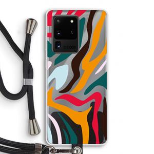 CaseCompany Colored Zebra: Samsung Galaxy S20 Ultra Transparant Hoesje met koord