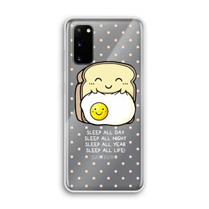 CaseCompany Sleep All Day: Samsung Galaxy S20 Transparant Hoesje