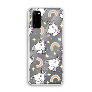 CaseCompany Rainbow Unicorn: Samsung Galaxy S20 Transparant Hoesje