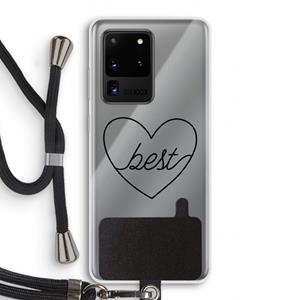 CaseCompany Best heart black: Samsung Galaxy S20 Ultra Transparant Hoesje met koord