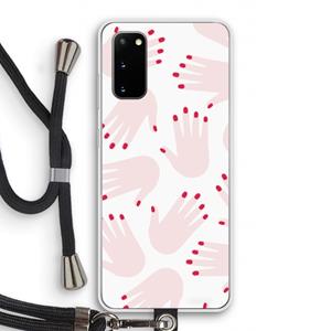 CaseCompany Hands pink: Samsung Galaxy S20 Transparant Hoesje met koord