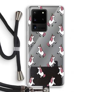 CaseCompany Eenhoorns overal: Samsung Galaxy S20 Ultra Transparant Hoesje met koord