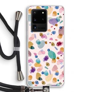 CaseCompany Terrazzo Memphis Pink: Samsung Galaxy S20 Ultra Transparant Hoesje met koord