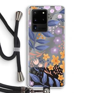 CaseCompany Flowers with blue leaves: Samsung Galaxy S20 Ultra Transparant Hoesje met koord