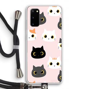 CaseCompany Katten: Samsung Galaxy S20 Transparant Hoesje met koord