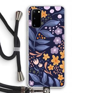 CaseCompany Flowers with blue leaves: Samsung Galaxy S20 Transparant Hoesje met koord