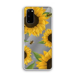 CaseCompany Sunflower and bees: Samsung Galaxy S20 Transparant Hoesje