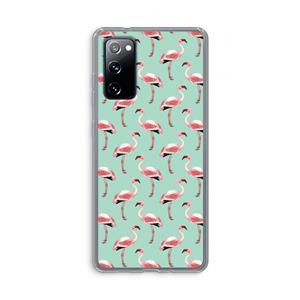 CaseCompany Flamingoprint groen: Samsung Galaxy S20 FE / S20 FE 5G Transparant Hoesje