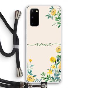 CaseCompany Gele bloemen: Samsung Galaxy S20 Transparant Hoesje met koord