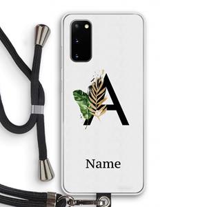 CaseCompany Charcoal Flora: Samsung Galaxy S20 Transparant Hoesje met koord