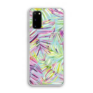 CaseCompany Tropical Palms Blue: Samsung Galaxy S20 Transparant Hoesje