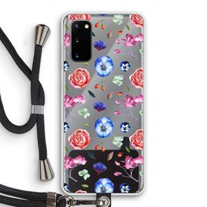 CaseCompany Bloemetjes: Samsung Galaxy S20 Transparant Hoesje met koord