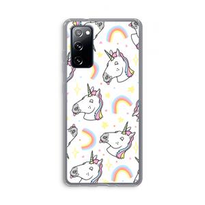 CaseCompany Rainbow Unicorn: Samsung Galaxy S20 FE / S20 FE 5G Transparant Hoesje