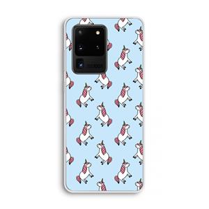 CaseCompany Eenhoorns overal: Samsung Galaxy S20 Ultra Transparant Hoesje