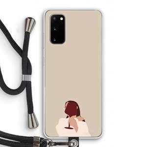 CaseCompany I drink wine: Samsung Galaxy S20 Transparant Hoesje met koord
