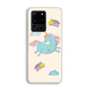 CaseCompany Vliegende eenhoorn: Samsung Galaxy S20 Ultra Transparant Hoesje