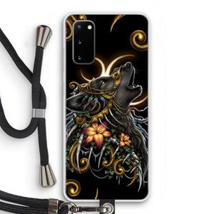 CaseCompany Huilende Wolf: Samsung Galaxy S20 Transparant Hoesje met koord
