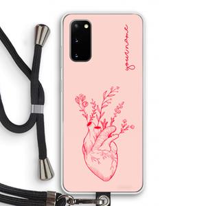 CaseCompany Blooming Heart: Samsung Galaxy S20 Transparant Hoesje met koord