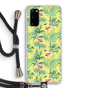 CaseCompany Flamingo party: Samsung Galaxy S20 Transparant Hoesje met koord