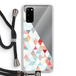 CaseCompany Gekleurde driehoekjes pastel: Samsung Galaxy S20 Transparant Hoesje met koord