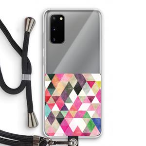 CaseCompany Gekleurde driehoekjes: Samsung Galaxy S20 Transparant Hoesje met koord