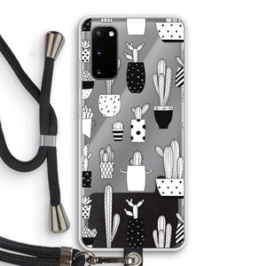 CaseCompany Cactusmotief: Samsung Galaxy S20 Transparant Hoesje met koord