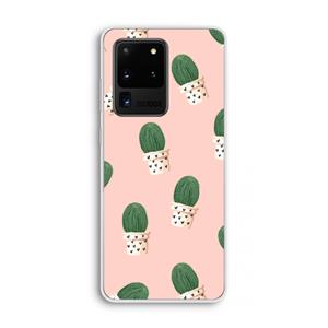 CaseCompany Cactusprint roze: Samsung Galaxy S20 Ultra Transparant Hoesje
