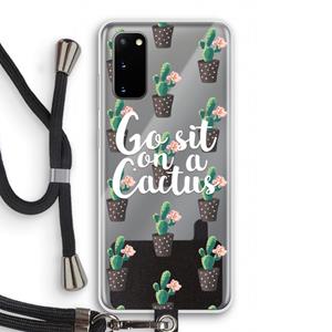 CaseCompany Cactus quote: Samsung Galaxy S20 Transparant Hoesje met koord