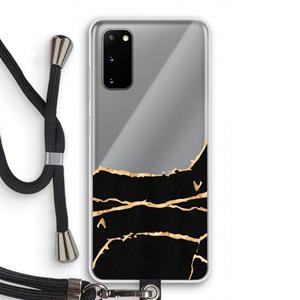 CaseCompany Gouden marmer: Samsung Galaxy S20 Transparant Hoesje met koord