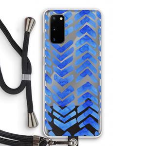 CaseCompany Blauwe pijlen: Samsung Galaxy S20 Transparant Hoesje met koord
