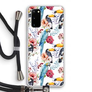 CaseCompany Bloemen tukan: Samsung Galaxy S20 Transparant Hoesje met koord