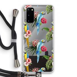 CaseCompany Kleurrijke papegaaien: Samsung Galaxy S20 Transparant Hoesje met koord