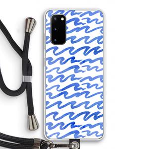 CaseCompany Blauwe golven: Samsung Galaxy S20 Transparant Hoesje met koord