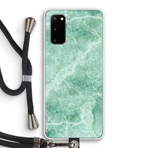 CaseCompany Groen marmer: Samsung Galaxy S20 Transparant Hoesje met koord