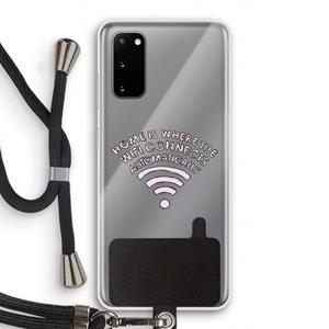 CaseCompany Home Is Where The Wifi Is: Samsung Galaxy S20 Transparant Hoesje met koord