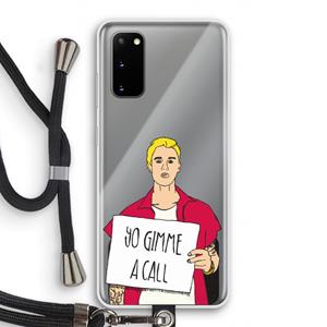 CaseCompany Gimme a call: Samsung Galaxy S20 Transparant Hoesje met koord