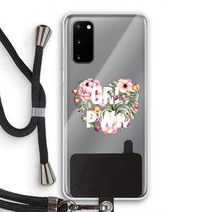 CaseCompany GRL PWR Flower: Samsung Galaxy S20 Transparant Hoesje met koord