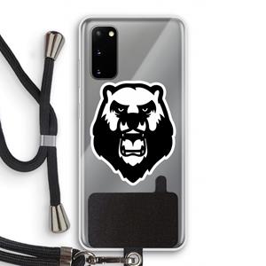 CaseCompany Angry Bear (white): Samsung Galaxy S20 Transparant Hoesje met koord