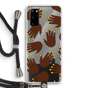 CaseCompany Hands dark: Samsung Galaxy S20 Transparant Hoesje met koord